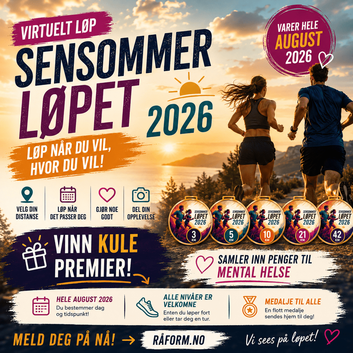 ☀️Sensommerløpet 2026 – Løp for Mental Helse 💚 - RåForm